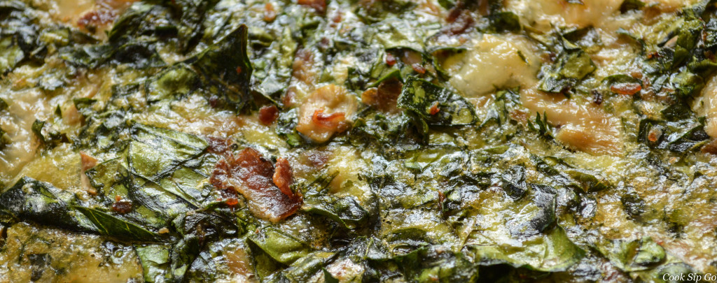 Spinach and mushroom casserole with bacon
